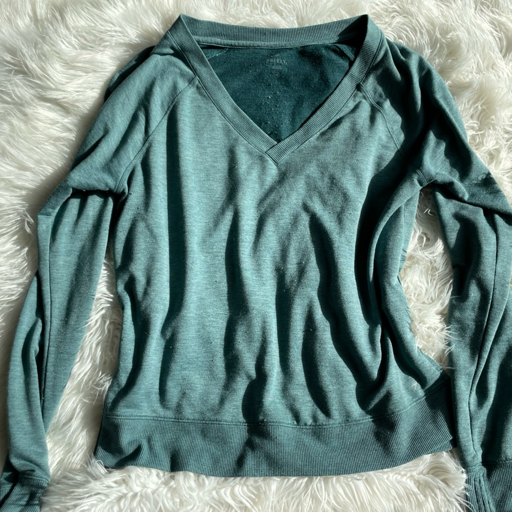 Freely Teal V-Neck fitness Sweatshirt